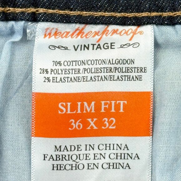 Weatherproof Vintage Men's Cyclone Slim Fit Ocean Depth Blue Denim Jeans 36x32 N - Picture 8 of 12